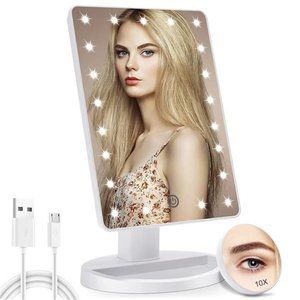 Lighted Makeup Vanity Mirror with 10X Magnifying Mirror, 21 LED Lighted Mirror